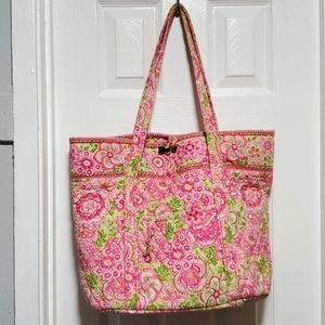 Vera Bradley Petal Pink huge tote diaper bag weekender retired pattern